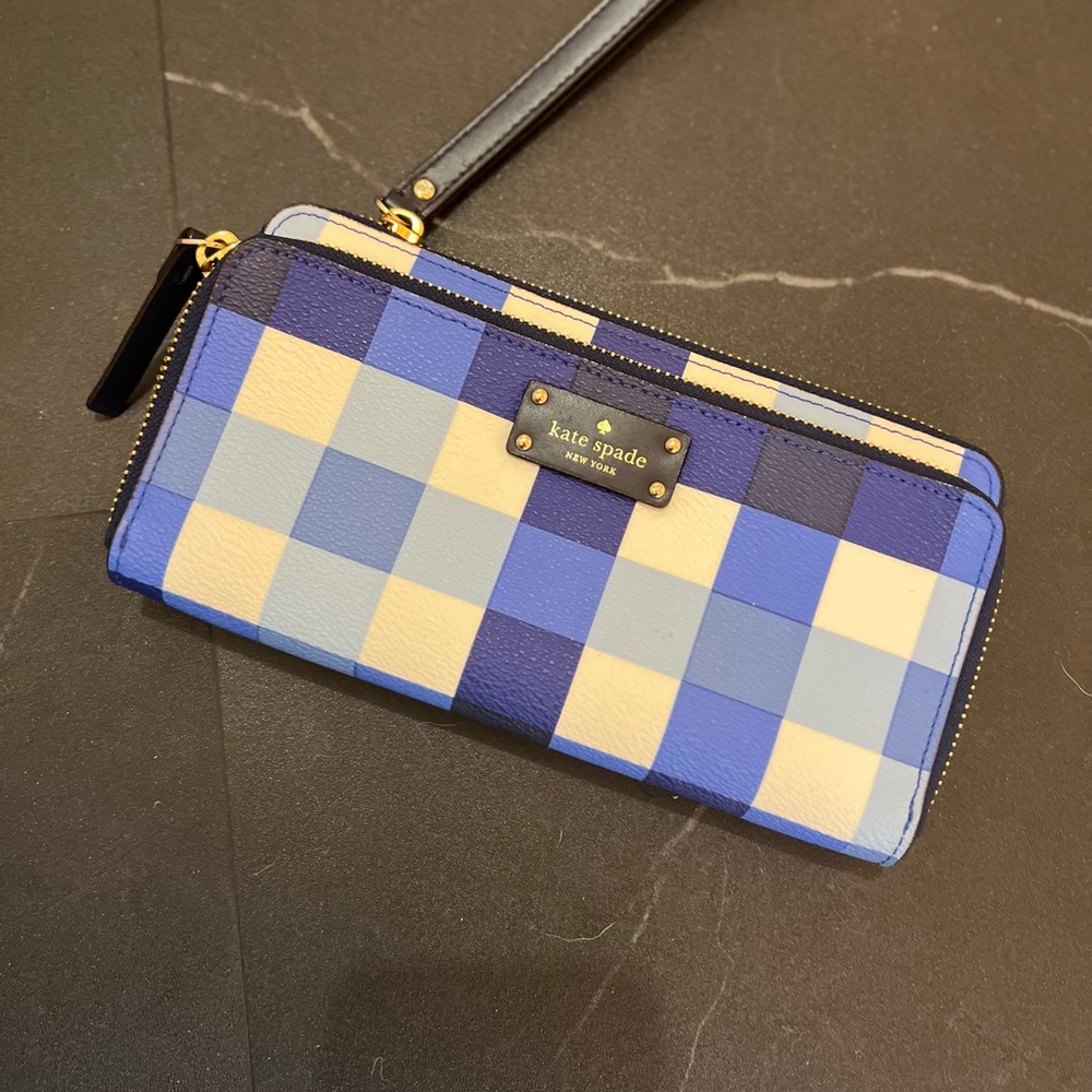 Kate Spade wallet/wristlet blue plaid
